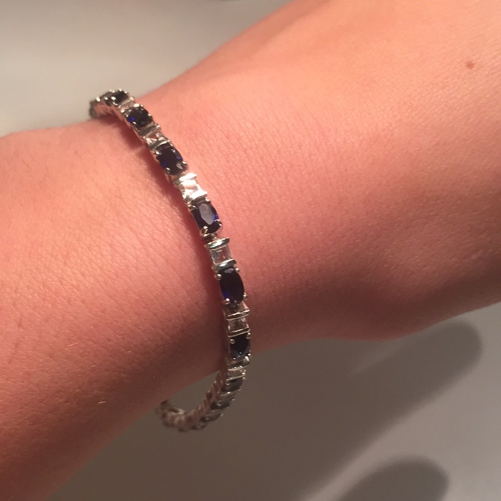 Dark blue and white crystal bracelet